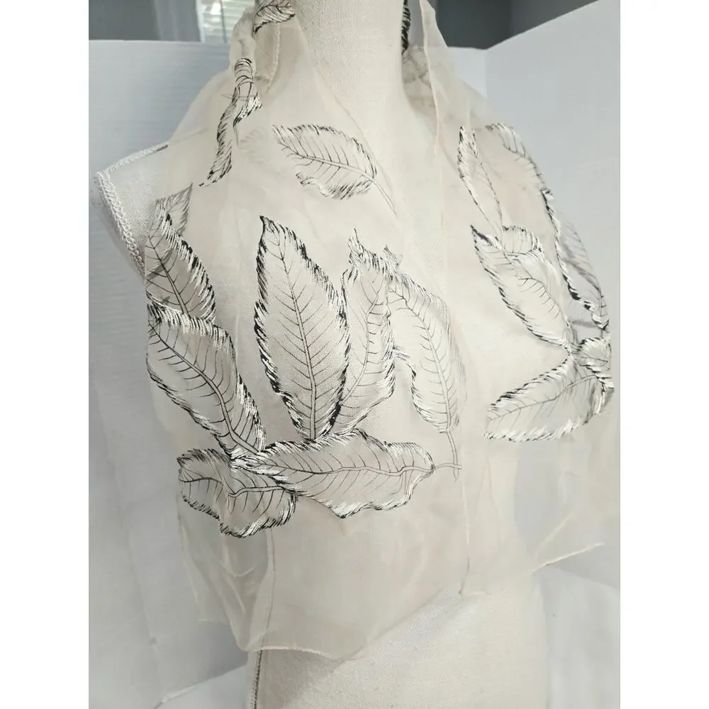 Feather Fringe Wrap Nylon Scarf Ladybug Made ITaly Lace Sheer Grunge Boho